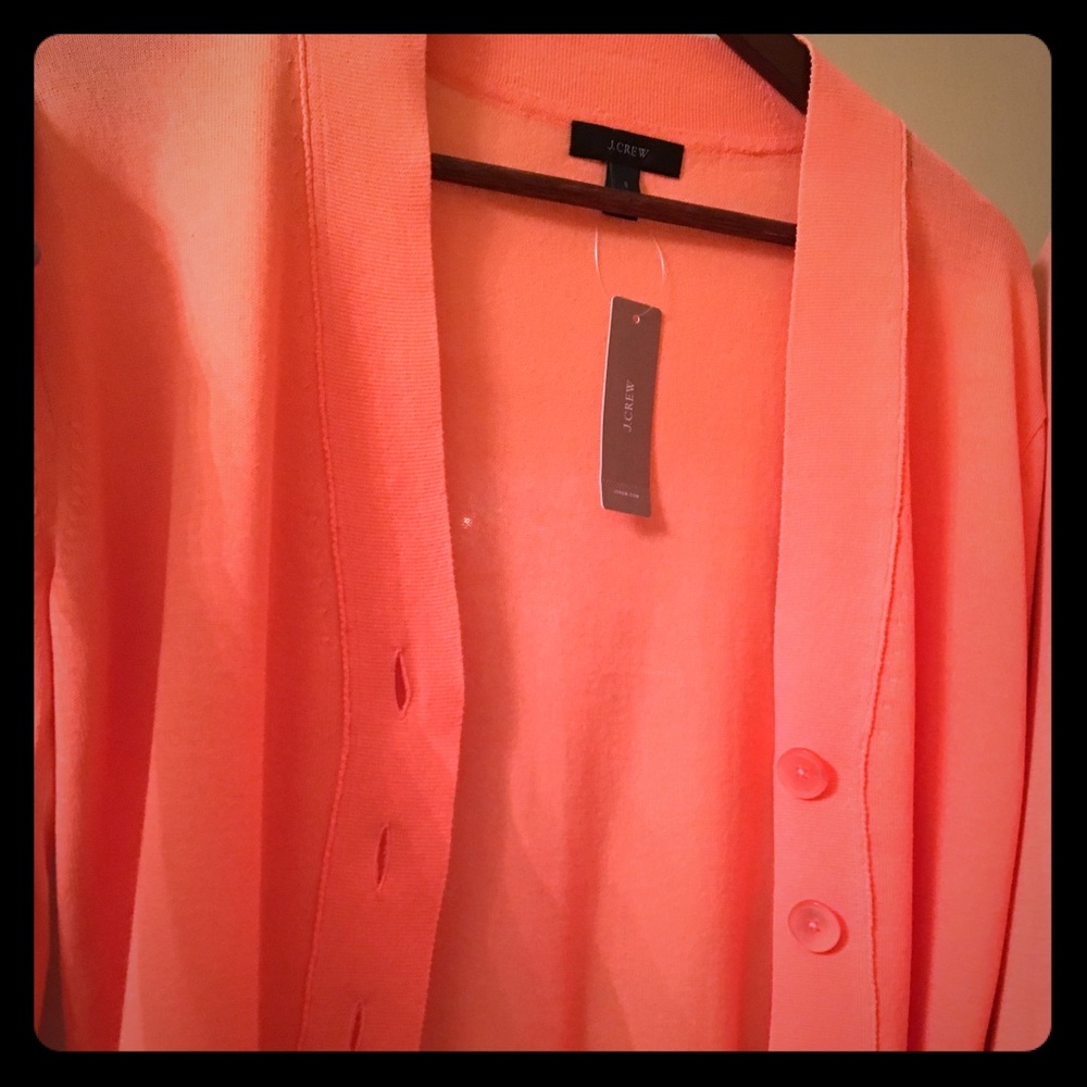 J Crew Coral Cropped Cardigan, S